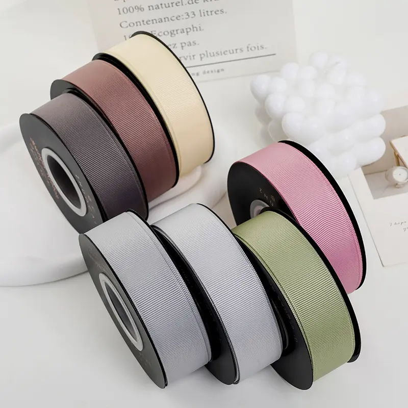 25mm 18metres Double Sided Grosgrain Ribbon Handmade Bow Wedding Christmas Decoration Sewing Fabric Bouquet Packaging Ribbon