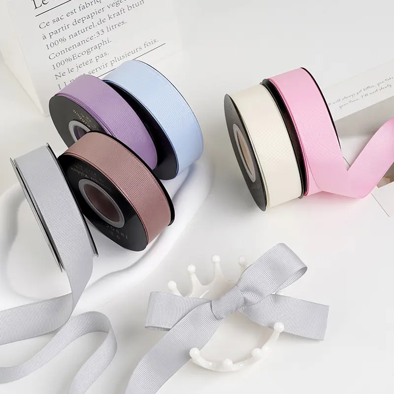 25mm 18metres Double Sided Grosgrain Ribbon Handmade Bow Wedding Christmas Decoration Sewing Fabric Bouquet Packaging Ribbon