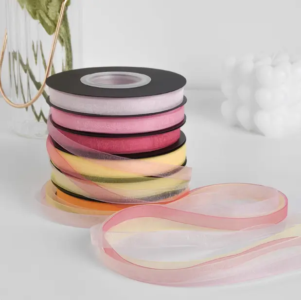 45m Length 1cm Wide Organza Ribbons for Gift Wrapping Decoration Wedding Bouquets Wreath Sewing Supplies