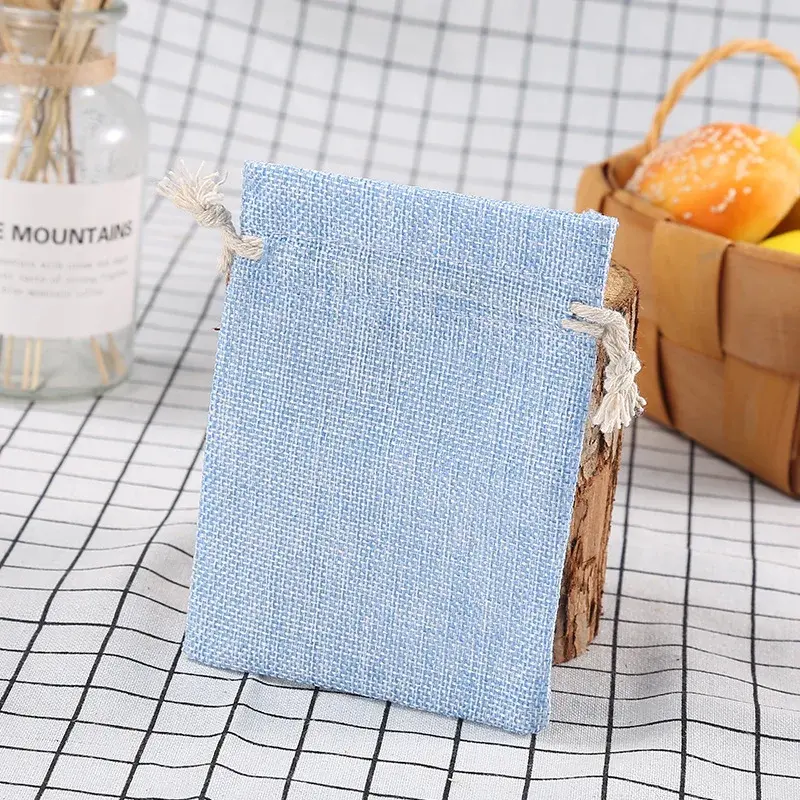 50pieces 15x20cm Vintage Natural Burlap Jute Gift Bags Christmas Halloween Party Candy Bags Wedding Favor Packaging Bags