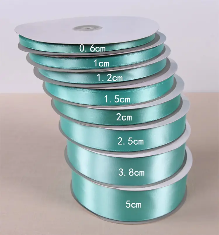 Mint Green 91meters/lot 6/10/12/15/20/25mm Polyester Satin Ribbon Gift Wrap DIY Handmade Wedding Party Material