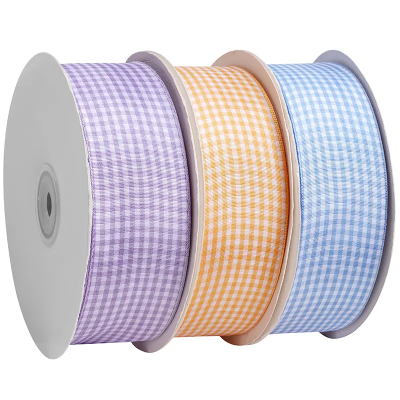 4cm 22meter/roll Plaid Ribbon Wedding Christmas Decoration DIY Sewing Fabric Handmade Bow Ribbon Flower Gift Packaging