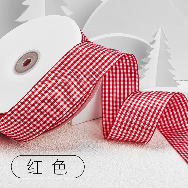 4cm 22meter/roll Plaid Ribbon Wedding Christmas Decoration DIY Sewing Fabric Handmade Bow Ribbon Flower Gift Packaging