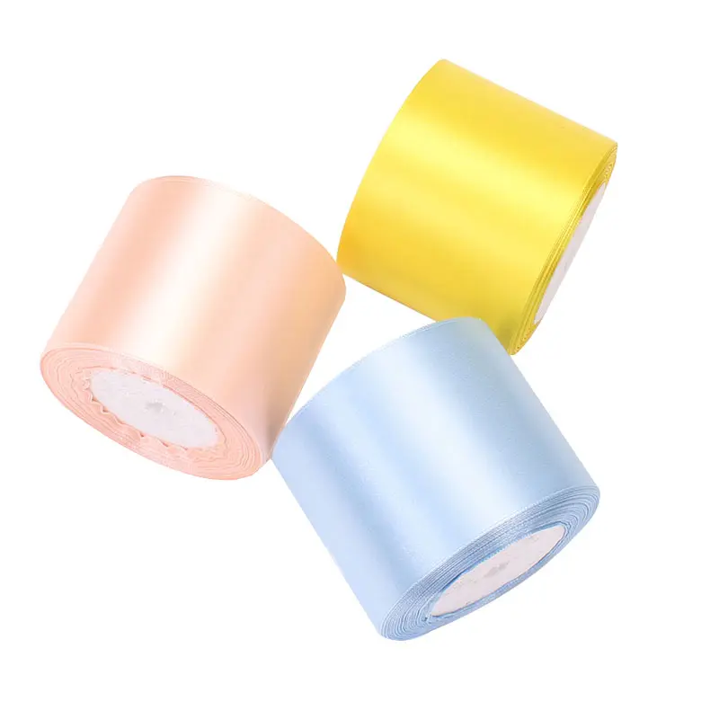 (22meters/roll) 3" (75mm) Satin Single Face Ribbon Webbing Decoration Gift Christmas Ribbons White Black Red Pink Blue Green