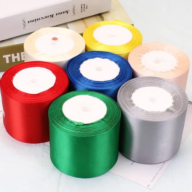 (22meters/roll) 3" (75mm) Satin Single Face Ribbon Webbing Decoration Gift Christmas Ribbons White Black Red Pink Blue Green
