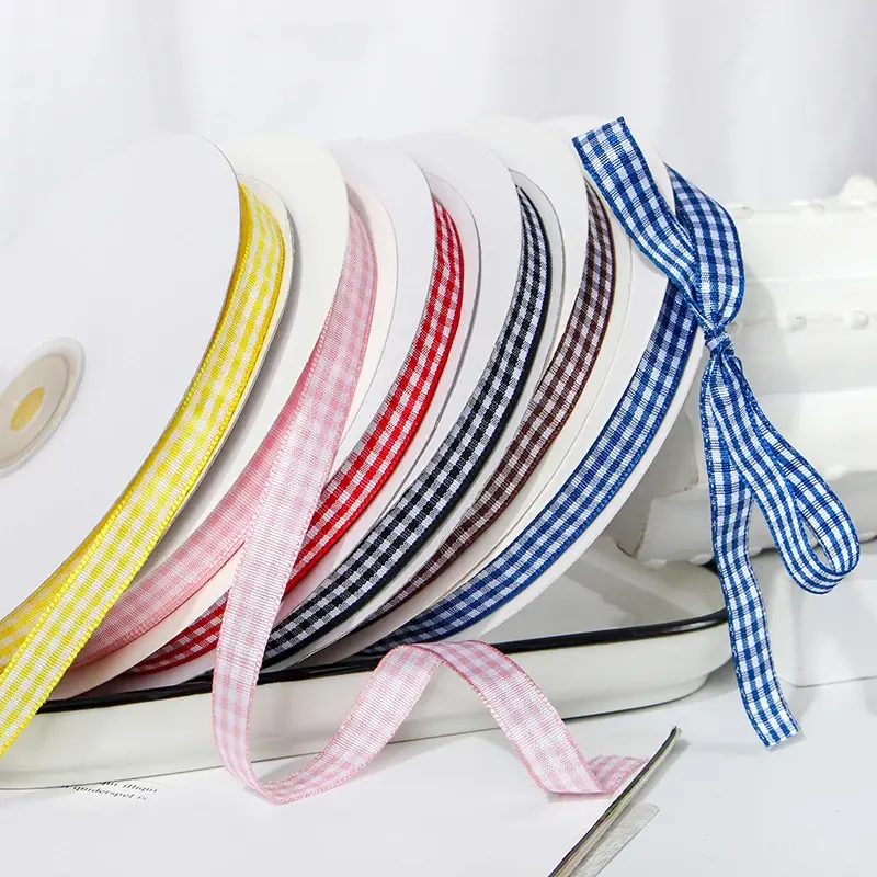 6mm/10mm/15mm/20mm 45meters/Roll Plaid Ribbon Wedding Christmas Decoration Handmade Bow Gift Packaging DIY Sewing Fabric