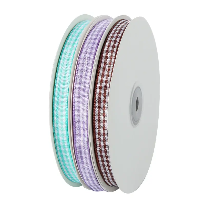 6mm/10mm/15mm/20mm 45meters/Roll Plaid Ribbon Wedding Christmas Decoration Handmade Bow Gift Packaging DIY Sewing Fabric