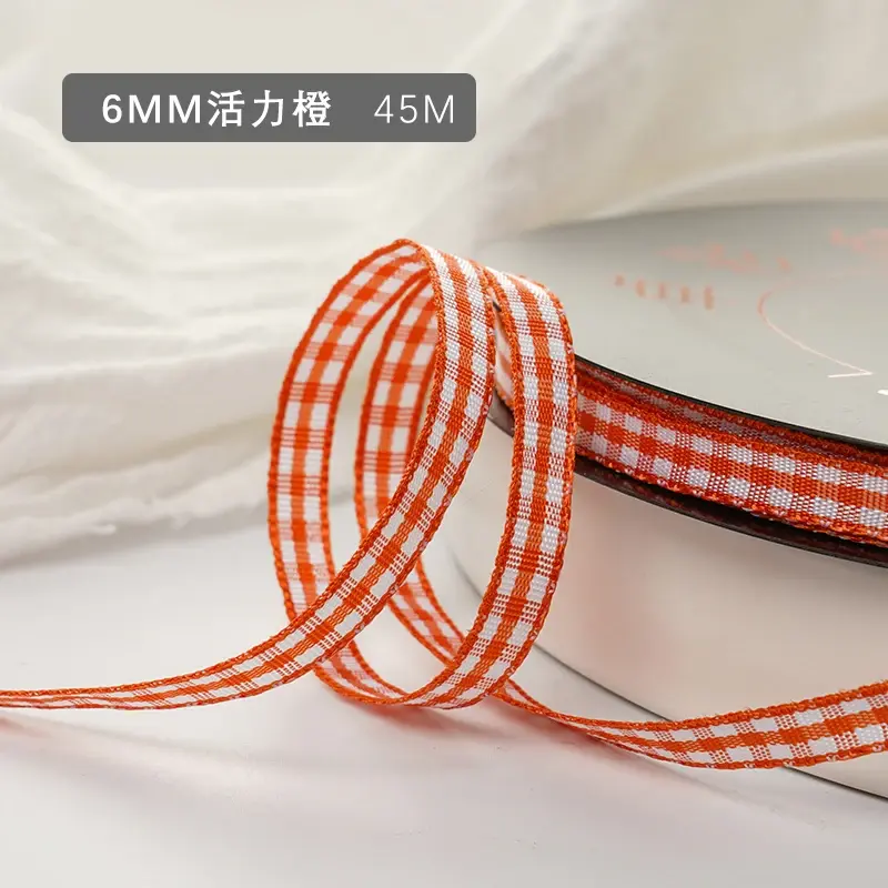 6mm/10mm/15mm/20mm 45meters/Roll Plaid Ribbon Wedding Christmas Decoration Handmade Bow Gift Packaging DIY Sewing Fabric