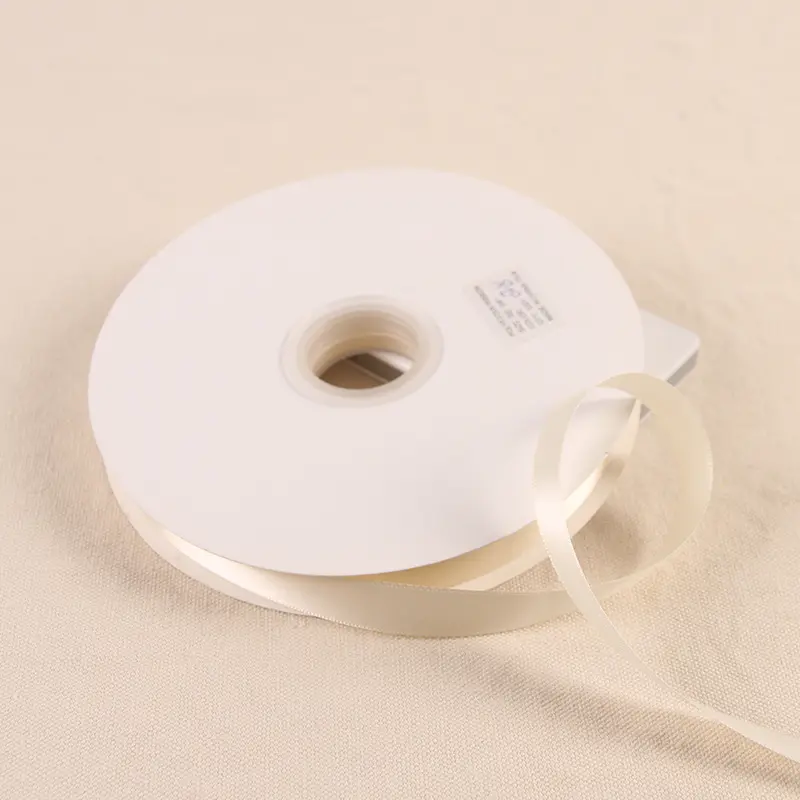 6/10/12/15/20/25/38mm 100Yards/Roll Beige Color Polyester Satin Ribbon Cake Candy Box Gift Packaging Decoration