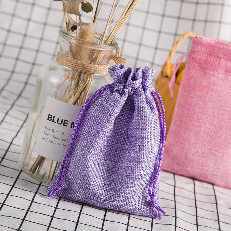 100pcs Vintage Natural Jute Burlap Gift Bags Christmas Halloween New Year Candy Bags Wedding Baby Shower Party Packaging Bags