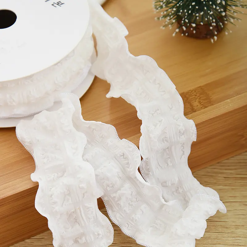 10yards/Roll 25/40mm Pleated Plaid Lace Ribbon DIY Handmade Crafts Material Flower Packaging Materials Clothes Lace Accessories