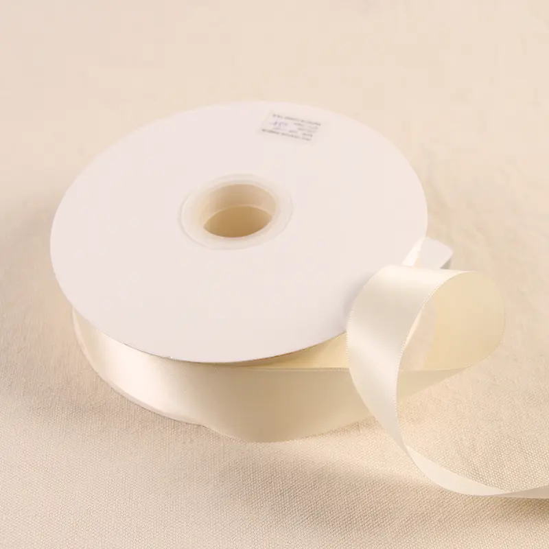6/10/12/15/20/25/38mm 100Yards/Roll Beige Color Polyester Satin Ribbon Cake Candy Box Gift Packaging Decoration