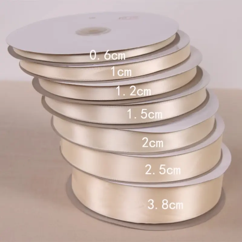 0.6/1/1.2/1.5/2/2.5/3.8cm Beige Yellow Polyester Ribbon Gift Packaging Handmade DIY Wedding Party Decoration Christmas Ribbon