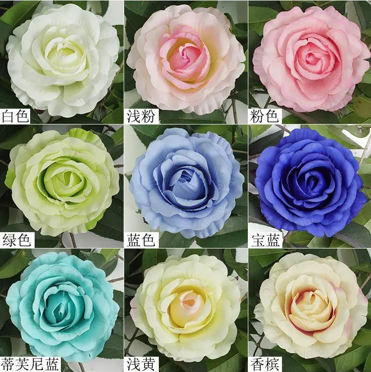 50pcs/Lots 12cm Large Artificial Roses Flower Heads DIY Wedding Wall Arch Flowers Valentine's Day Party Decoration Fake Flowers