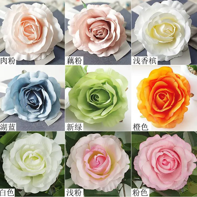 50pcs/Lots 12cm Large Artificial Roses Flower Heads DIY Wedding Wall Arch Flowers Valentine's Day Party Decoration Fake Flowers