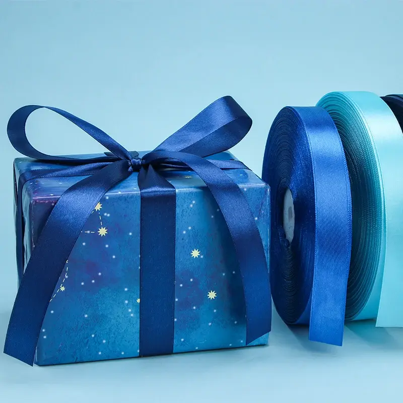 100YardsX10Roll 2cm Polyester Satin Ribbon Crafts Bow Handmade DIY Gift Wrap Party Wedding Decorative Christmas Craft Supplies