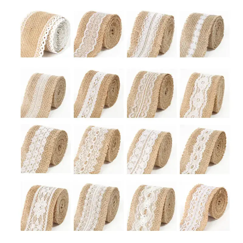 100M Natural Jute Burlap Ribbon Rustic Vintage Wedding Decor 2inch Width Hessian Lace Tape Christmas Birthday Party Supplies DIY