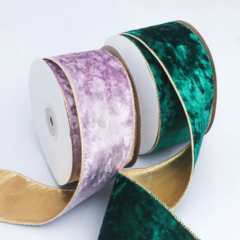5cm 10Yards Roll Velvet Metallic Ribbon for Christmas Tree Decorations Birthday Gift Box Wrapping Party Decor