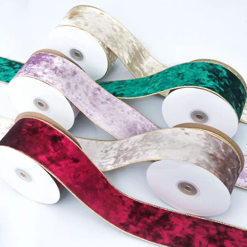5cm 10Yards Roll Velvet Metallic Ribbon for Christmas Tree Decorations Birthday Gift Box Wrapping Party Decor