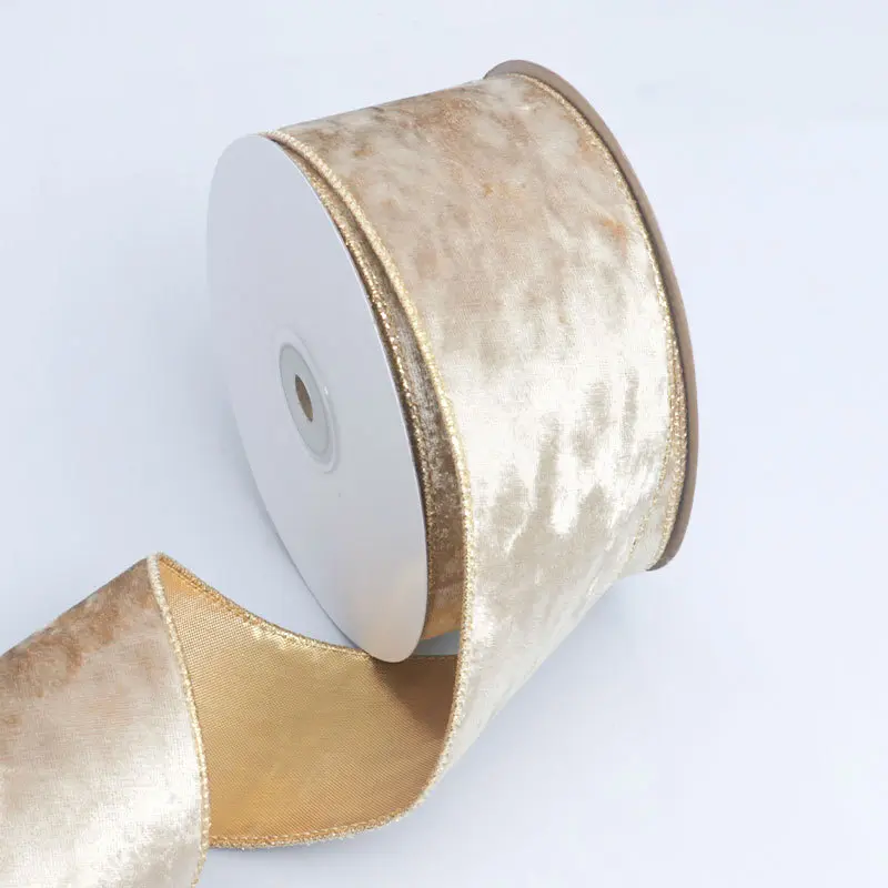 5cm 10Yards Roll Velvet Metallic Ribbon for Christmas Tree Decorations Birthday Gift Box Wrapping Party Decor