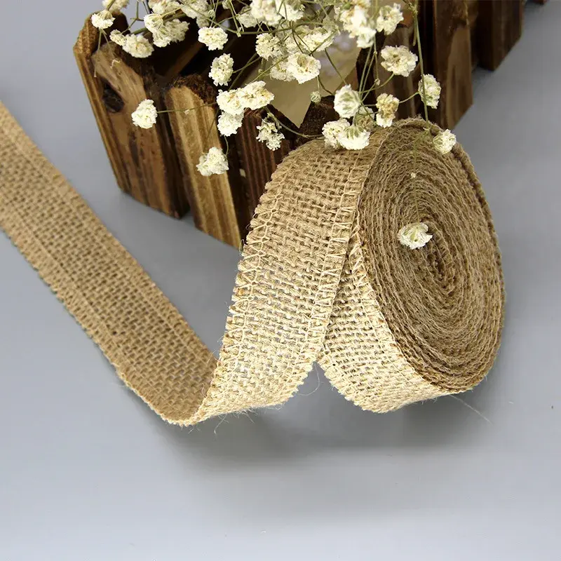 50Meters Jute Burlap Hessian Ribbons for Rustic Vintage Wedding Decoration DIY Crafts Fabric 3-4-5-6-8-10-15-30cm Jute Ribbons