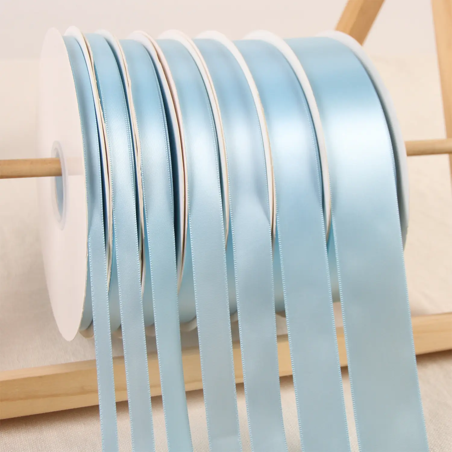 91Meters/Roll Light Blue Satin Ribbon 6/10/12/15/20/25/38mm DIY Bow Crafts Gift Wrapping Bouquets Party Christmas Decorations