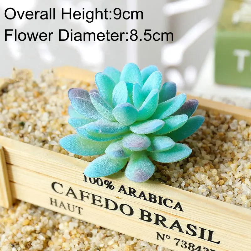 Blue Flocking Artificial Succulents Plants Desktop Bonsai Christmas Halloween Decoration Fake Plants DIY Wedding Plants Wall
