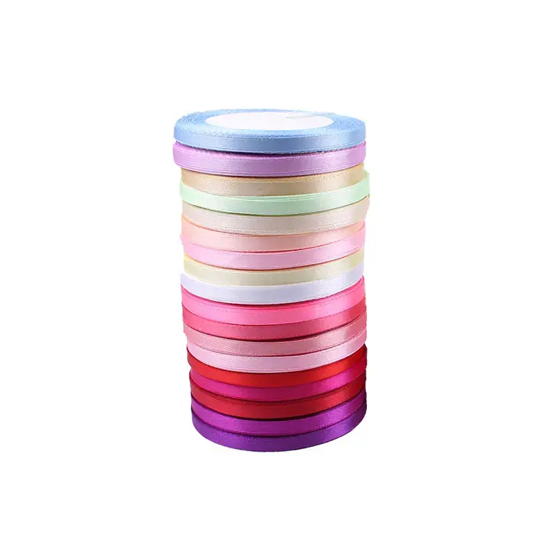 25 Yards 22 Meters 6mm 2/8" Satin Ribbon Christmas Party Wedding Decoration Team Bride Gift Wrapping Packaging Silk fitas ruban