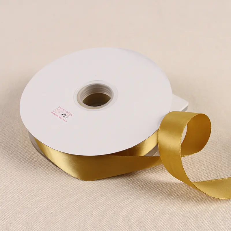6/10/12/15/20/25/38/50mm 91Meters Single Face Ribbon Deep Gold Polyester Christmas Ribbon Party Decorations Halloween Ribbon