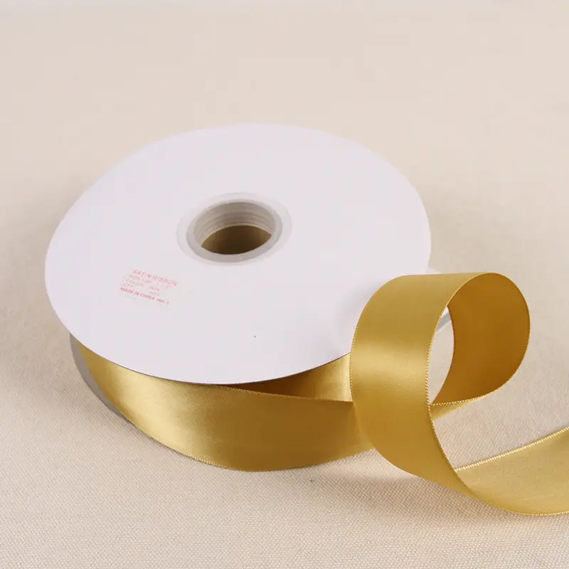 6/10/12/15/20/25/38/50mm 91Meters Single Face Ribbon Deep Gold Polyester Christmas Ribbon Party Decorations Halloween Ribbon