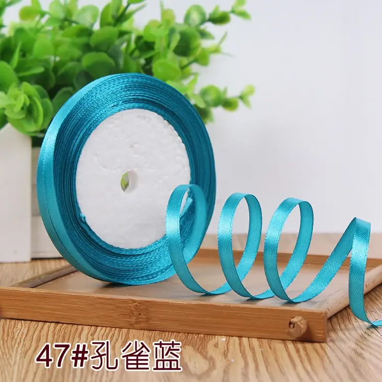 25 Yards 22 Meters 6mm 2/8" Satin Ribbon Christmas Party Wedding Decoration Team Bride Gift Wrapping Packaging Silk fitas ruban