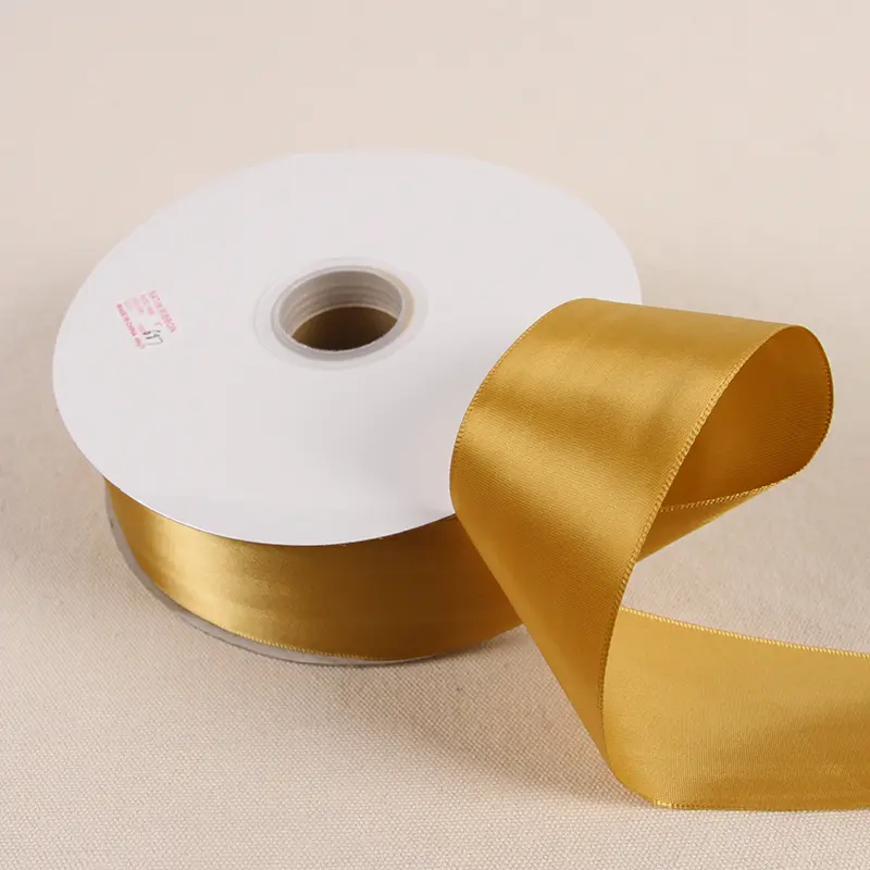 6/10/12/15/20/25/38/50mm 91Meters Single Face Ribbon Deep Gold Polyester Christmas Ribbon Party Decorations Halloween Ribbon