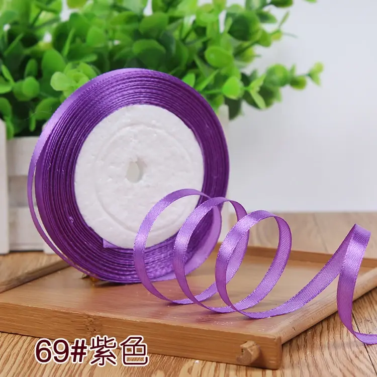25 Yards 22 Meters 6mm 2/8" Satin Ribbon Christmas Party Wedding Decoration Team Bride Gift Wrapping Packaging Silk fitas ruban