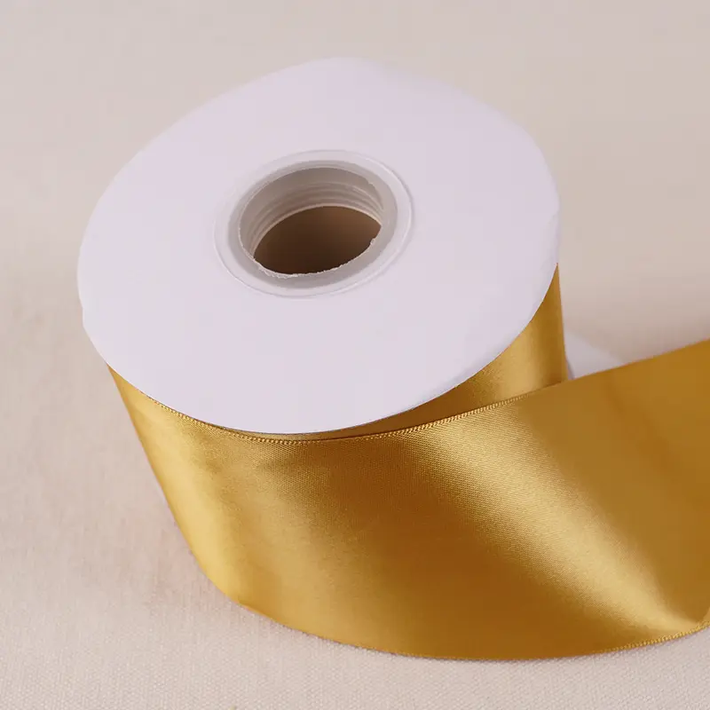 6/10/12/15/20/25/38/50mm 91Meters Single Face Ribbon Deep Gold Polyester Christmas Ribbon Party Decorations Halloween Ribbon