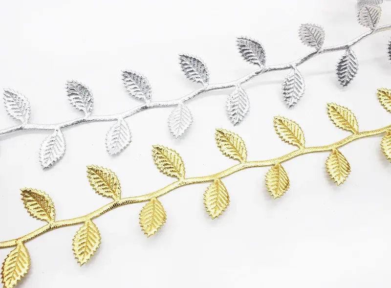 50Meter/Roll Gold Silver Printed Gift Wrap Ribbon Bows Home Party Decorative DIY Christmas Handmade Tree Leaf Ribbon for Crafts