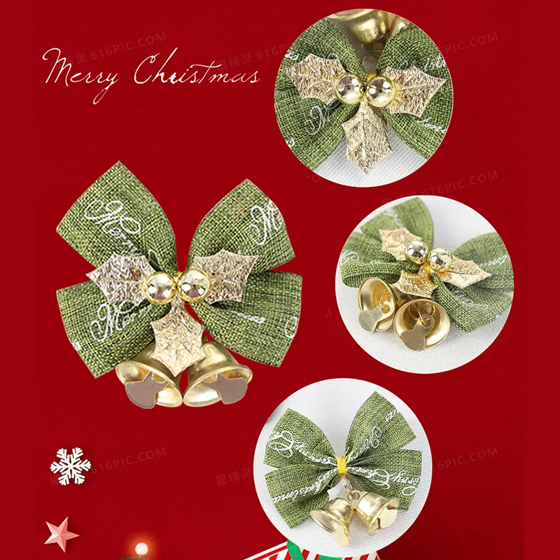 100pcs Red Green Gold Christmas Mini Bells Pendant Drop Ornaments DIY Crafts Gift Box Decoration New Year Event Party Supplies
