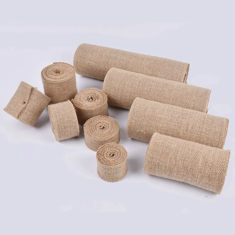 25cm Natural Jute Burlap Hessian Ribbon Rolls Vintage Rustic Wedding Decoration Christmas Halloween Party Home Decor Gift Wrap