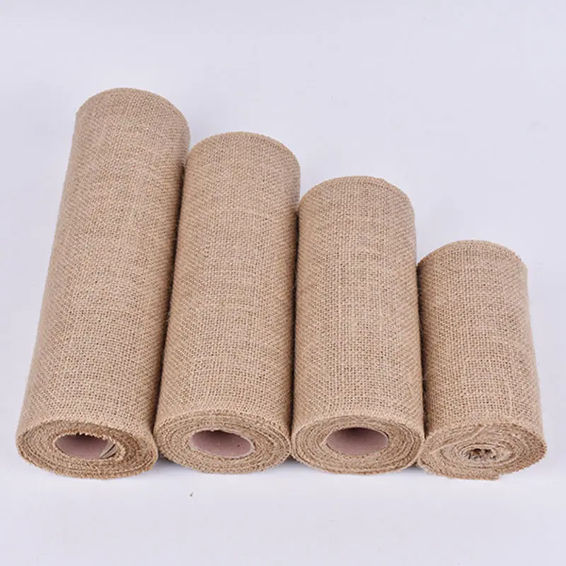25cm Natural Jute Burlap Hessian Ribbon Rolls Vintage Rustic Wedding Decoration Christmas Halloween Party Home Decor Gift Wrap