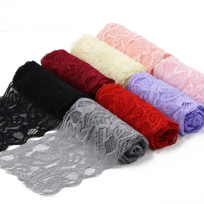 1Meter Elastic Lace Ribbon DIY Handmade Crafts Fabric White Black Red Pink Blue Purple Lace Trimming Home Garment Accessories