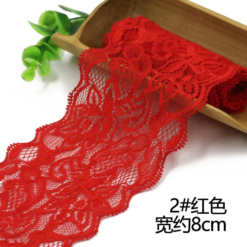 1Meter Elastic Lace Ribbon DIY Handmade Crafts Fabric White Black Red Pink Blue Purple Lace Trimming Home Garment Accessories