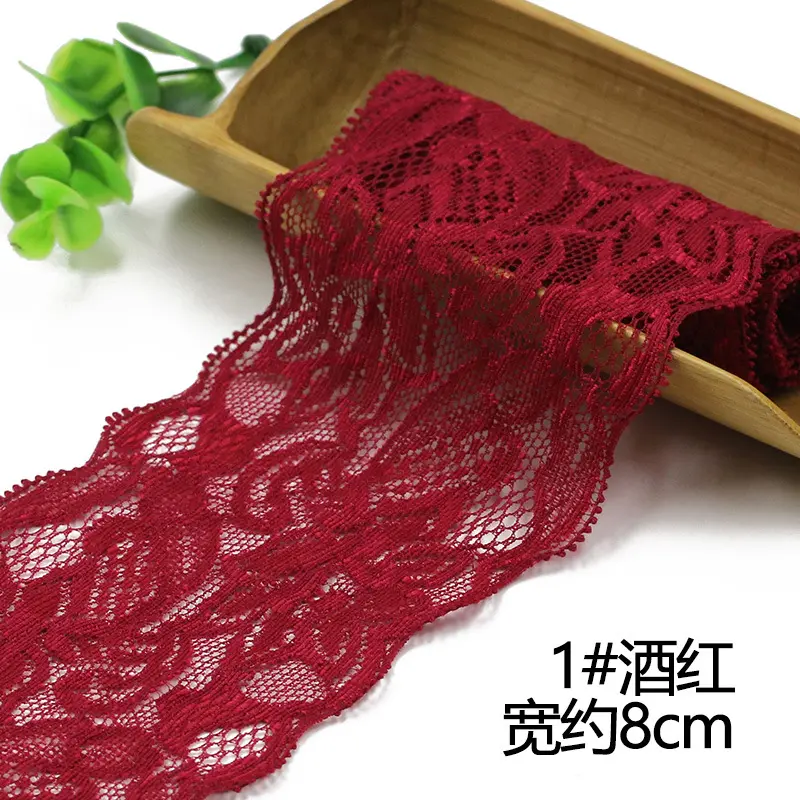 1Meter Elastic Lace Ribbon DIY Handmade Crafts Fabric White Black Red Pink Blue Purple Lace Trimming Home Garment Accessories