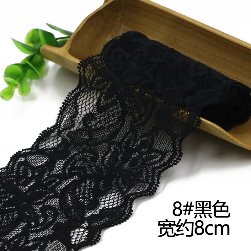 1Meter Elastic Lace Ribbon DIY Handmade Crafts Fabric White Black Red Pink Blue Purple Lace Trimming Home Garment Accessories