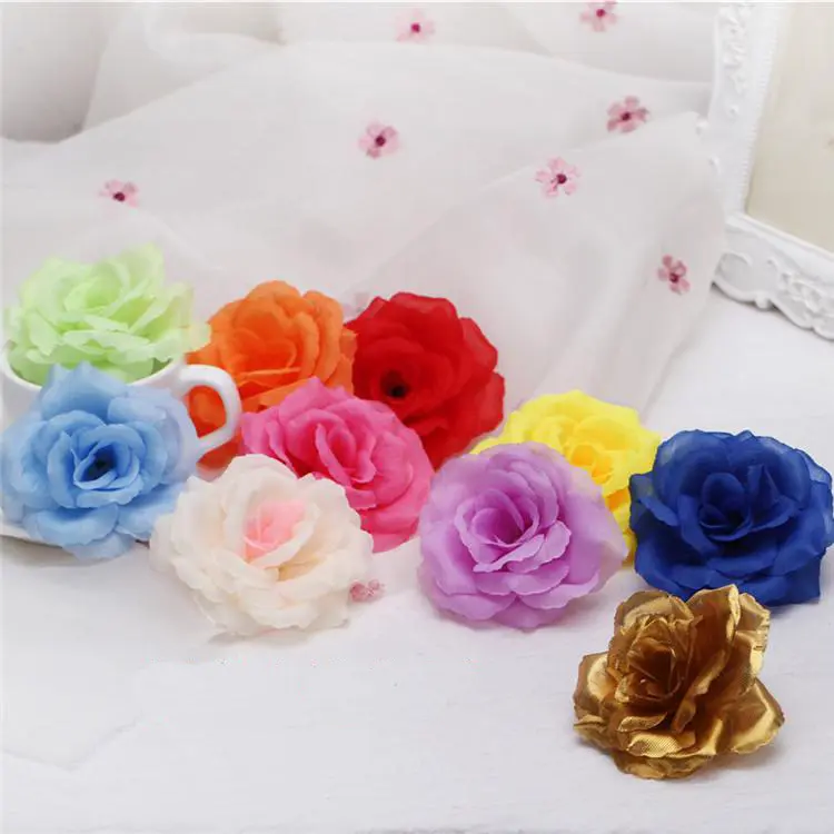 10PCS 8cm Burgundy Artificial Rose Flower Head for Wedding Decoration Valentine's Day Gift DIY Rose Bear Wine Red Fake Flowers