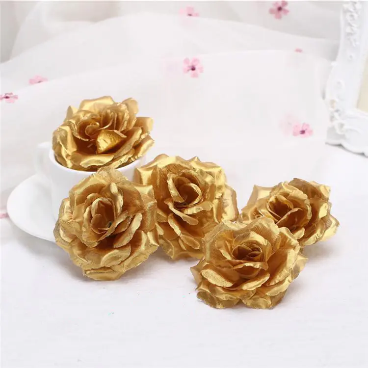 10PCS 8cm Burgundy Artificial Rose Flower Head for Wedding Decoration Valentine's Day Gift DIY Rose Bear Wine Red Fake Flowers
