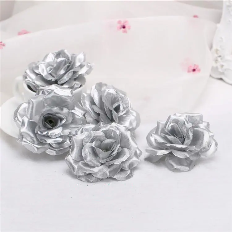 10PCS 8cm Burgundy Artificial Rose Flower Head for Wedding Decoration Valentine's Day Gift DIY Rose Bear Wine Red Fake Flowers