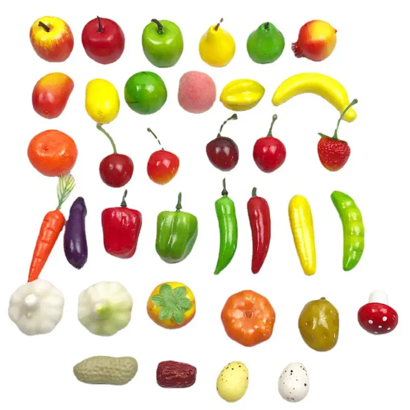 20pcs Mini Artificial Fruits Vegetables For Wedding Home Decoration DIY Crafts Chrismas Gifts Fake Fruit Apple Peach Orange Pear