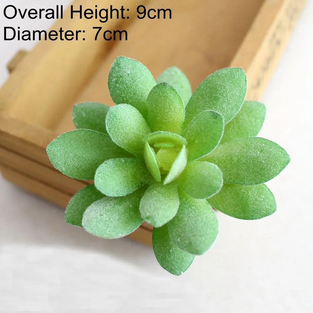 Green Flocking Artificial Succulents Plants Bonsai Desktop Fake Plants Valentine's Day Wedding Decoration Plante Artificielle