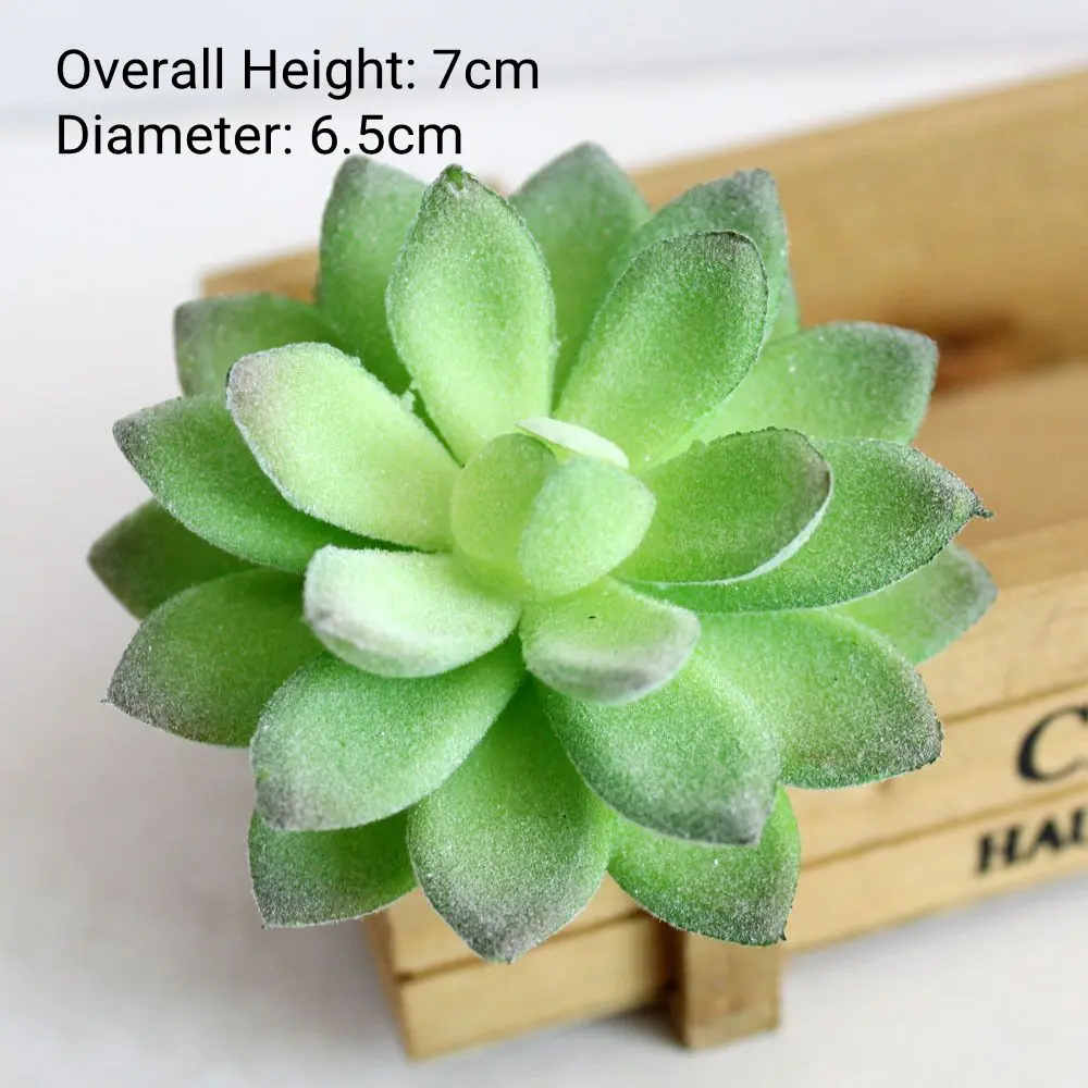 Green Flocking Artificial Succulents Plants Bonsai Desktop Fake Plants Valentine's Day Wedding Decoration Plante Artificielle