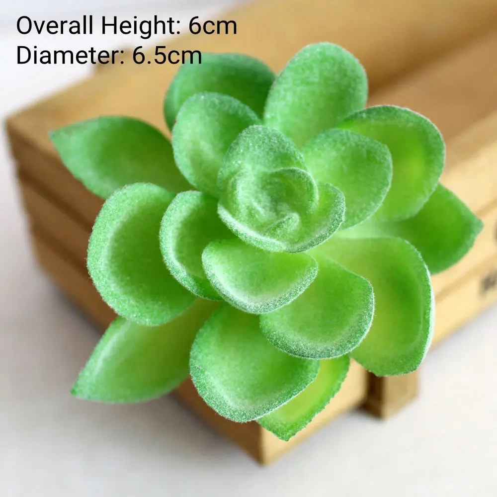 Green Flocking Artificial Succulents Plants Bonsai Desktop Fake Plants Valentine's Day Wedding Decoration Plante Artificielle
