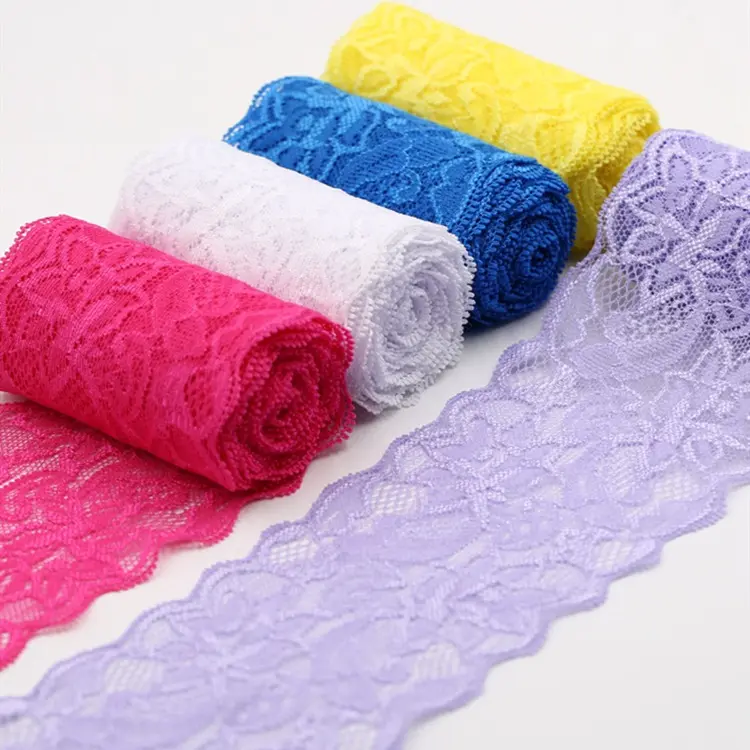 1Meter Colorful Elastic Lace Ribbon DIY Handmade Crafts Material Hollow Out Floral Stretchy Lace Tape Home Garment Accessories